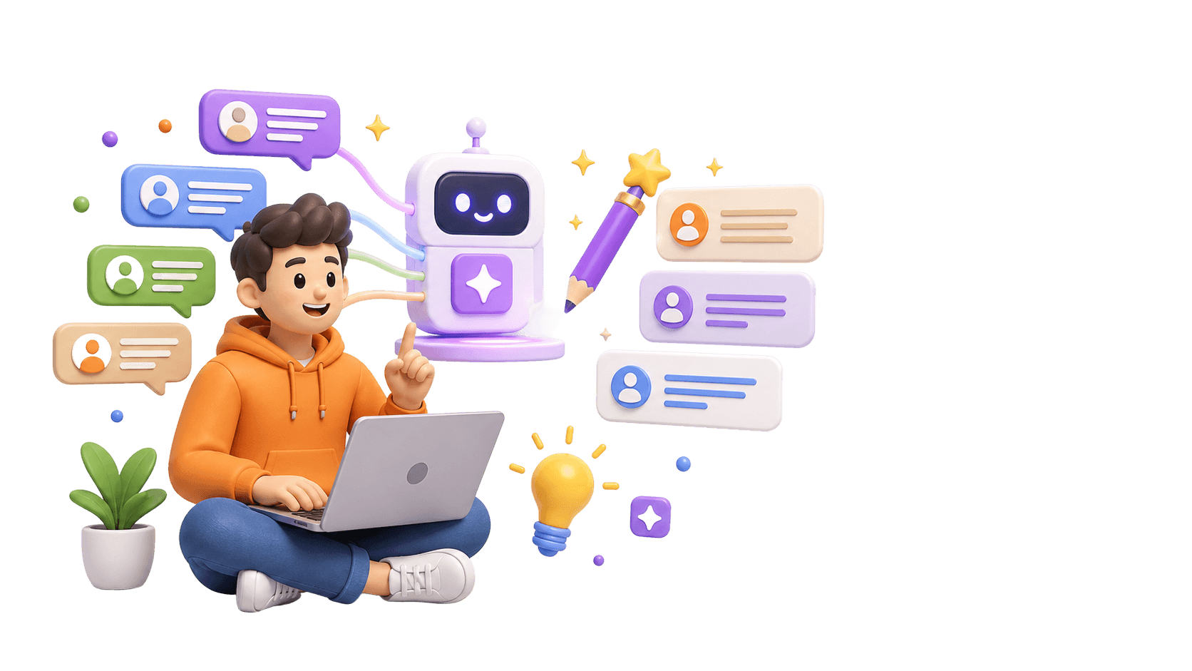 AI caption and content generation workflow illustration for CommentGrid.