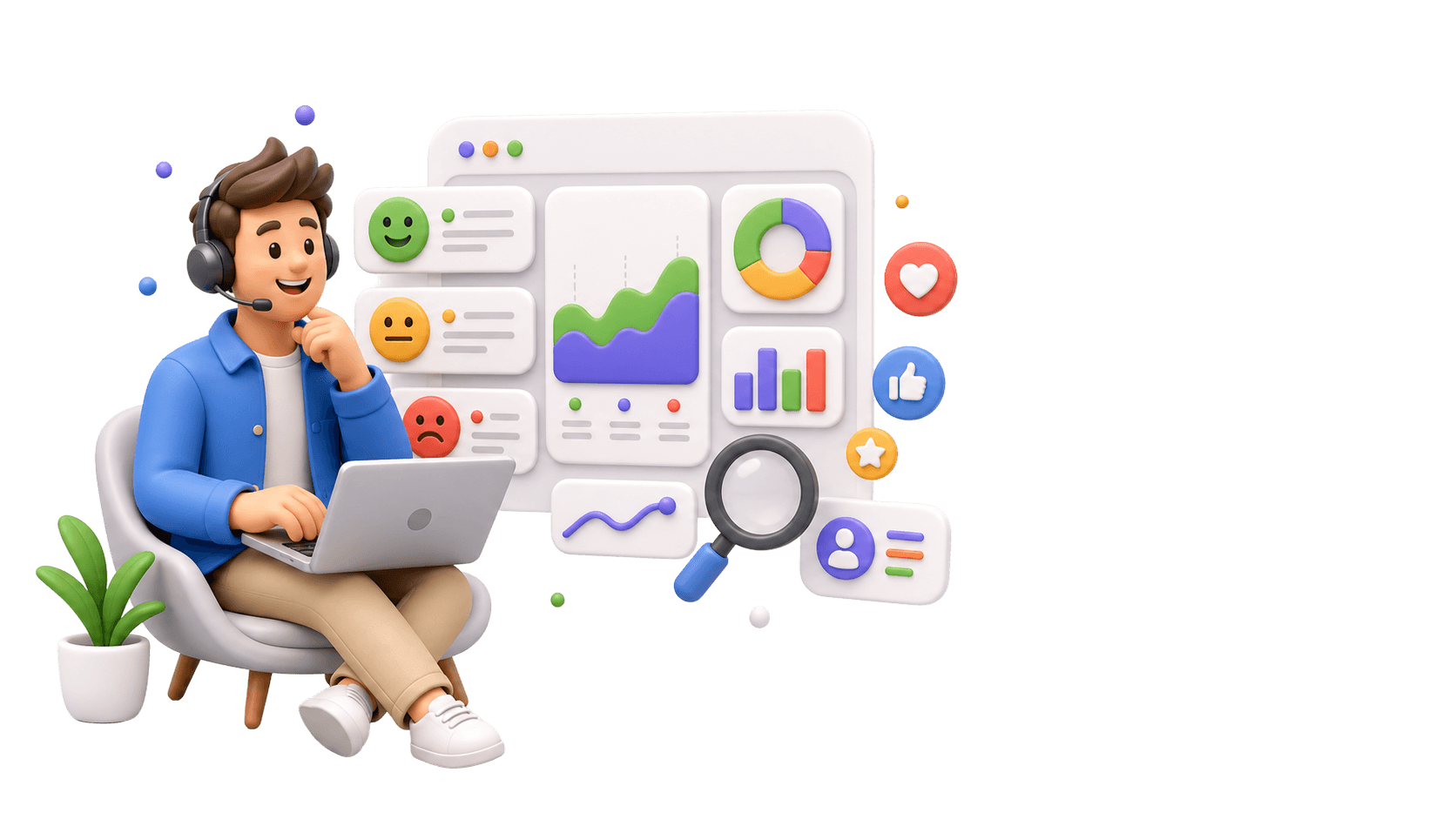 Social comment analysis dashboard illustration for CommentGrid.