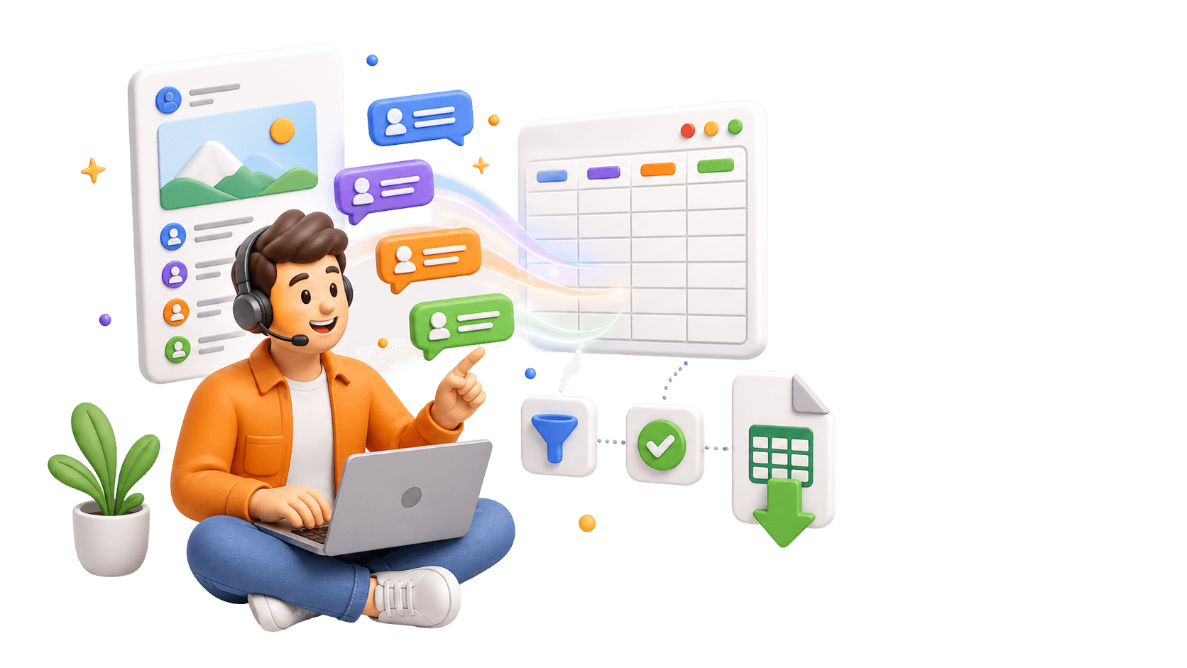 Comment export and analysis workflow illustration for the CommentGrid extension.